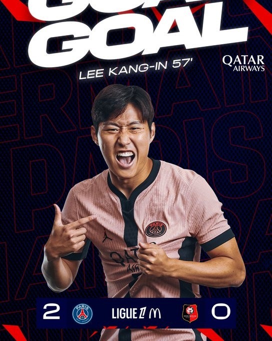 [속보] 미쳤다! 이강인 ‘리그 3호 골’ 터졌다! 렌 상대로 헤더 추가골 폭발···PSG 2-0 렌(후반 진행 중)