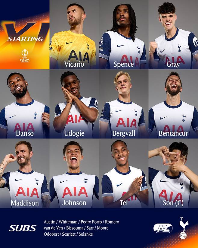 ‘아’ 베리발 불운의 ‘자책골’.. ‘선발’ 손흥민, 슈팅 2개 시도···‘이게 우승 후보..?’ 토트넘 0-1 알크마르(전반 종료)[UEL]