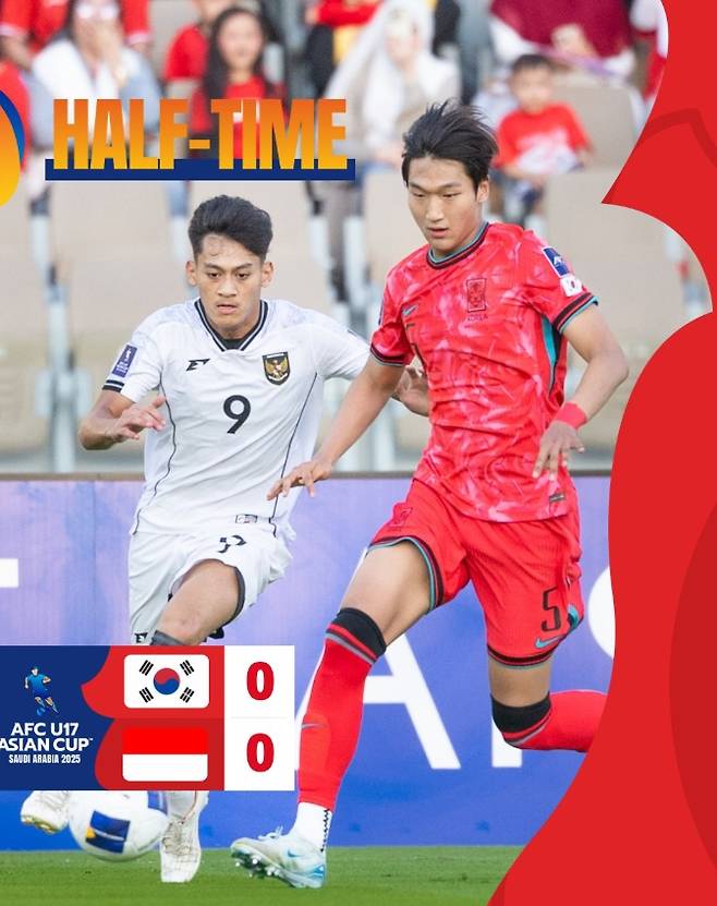 한국 축구 무너졌다! 인도네시아에 0-1 충격패…조별리그 탈락 위기 [U-17 아시안컵]