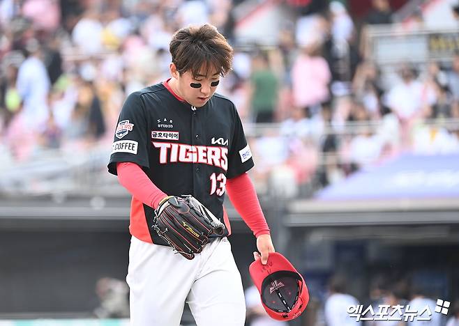 '1이닝 6실점' 아기 호랑이, 눈물 펑펑…'15일' 만에 등판, 역시 극복할 수 없었나 [사직 현장]