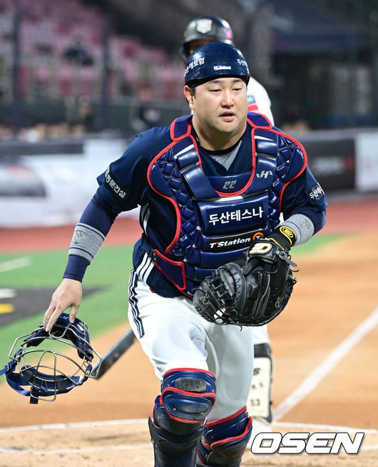 '1이닝 5도루 굴욕' 두산, 포수 장승현 1군 콜업...'115억 FA' 김재환, 전격 2군행 [오!쎈 잠실]