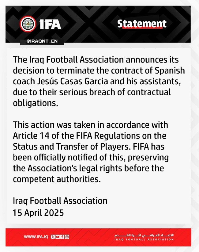 [오피셜] 홍명보호 꺾고 월드컵 나갈 결심…이라크. ‘한국 감독 후보’ 카사스 경질