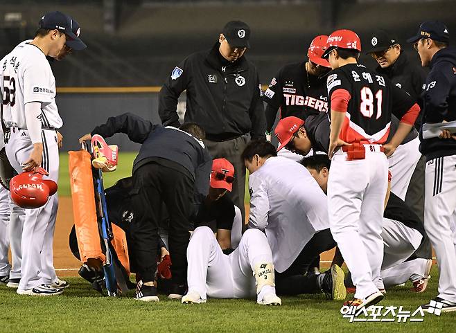 '이럴 수가' 김선빈 1군 복귀날 1루 충돌 대형 부상→