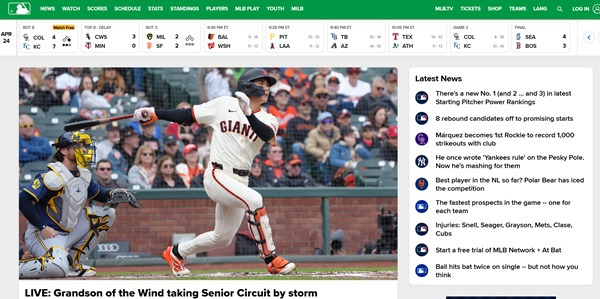 이제 빅리그 슈퍼스타… MLB 홈페이지 메인화면 장식한 이정후