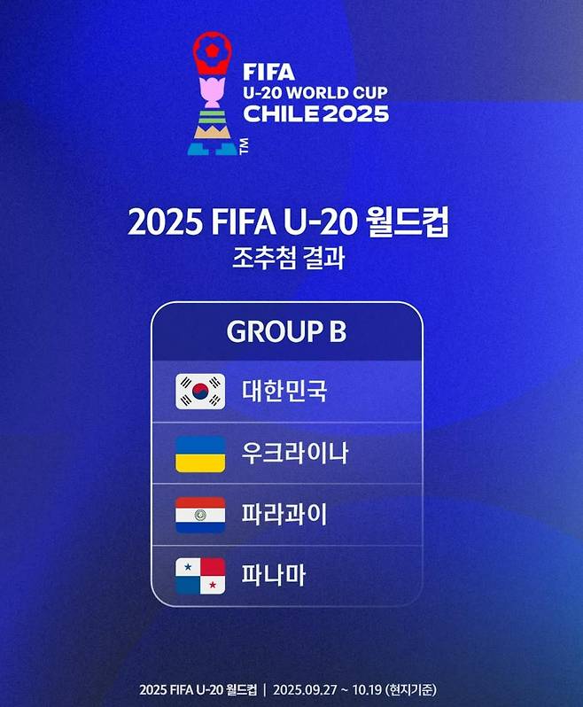 한국 축구, U-20 월드컵서 우크라이나·파라과이·파나마와 대결
