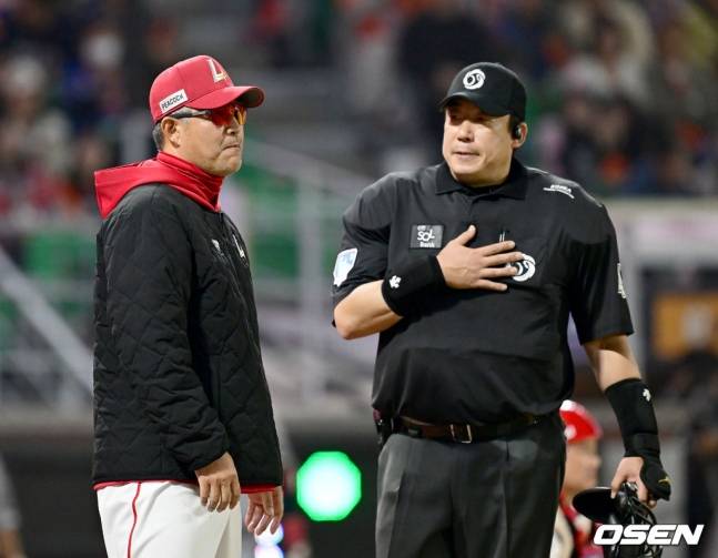 '그물까지 잡으며 항의' 이숭용 작심발언
