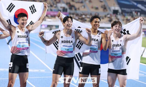 [구미육상] '미친 질주!' 한국 남자 400m 계주, 사상 첫 아시아선수권 제패+대회 신기록+한국 신기록
