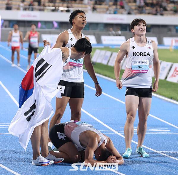 [구미육상] '미친 질주!' 한국 남자 400m 계주, 사상 첫 아시아선수권 제패+대회 신기록+한국 신기록