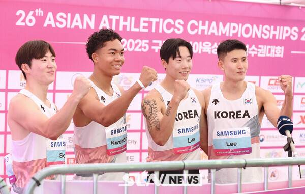 [구미육상] '미친 질주!' 한국 남자 400m 계주, 사상 첫 아시아선수권 제패+대회 신기록+한국 신기록
