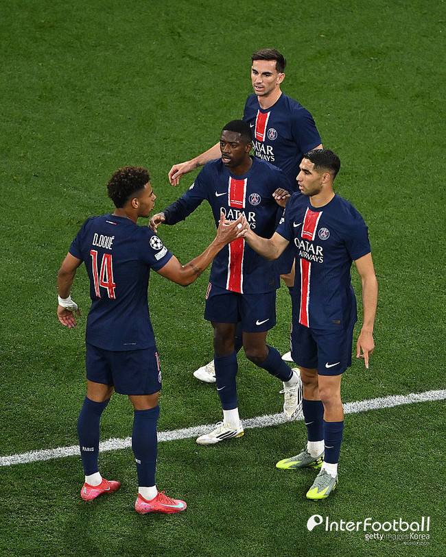 '너무 싱겁다' 이강인 빠진 PSG, 인터밀란에 두 골 폭격...우승까지 45분 남았다 (전반 종료)