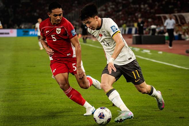 '최악 졸전' 중국, 인도네시아에 0-1 리드 허용…이대로면 월드컵 탈락 확정(후반 25분 진행중)
