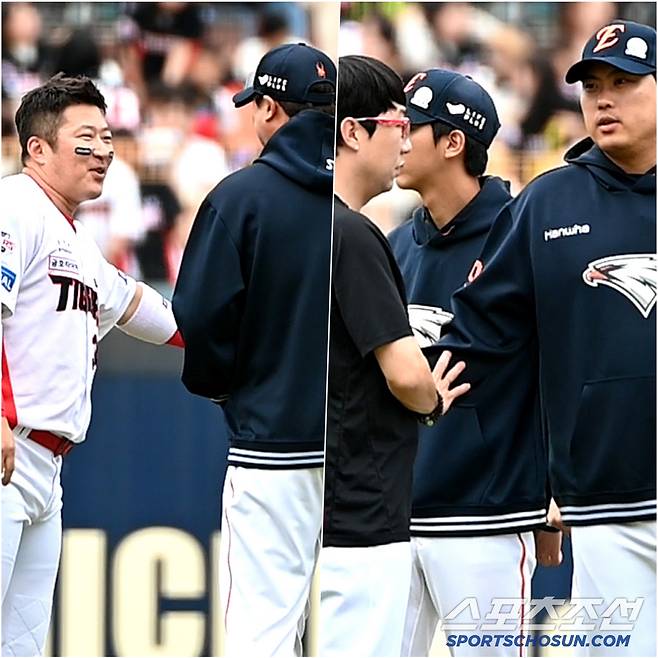 '괴물 아프지 마' 류현진 걱정에 한달음에 달려온 최형우와 양현종...차분해진 모습이 왠지 더 짠하네[광주 현장]
