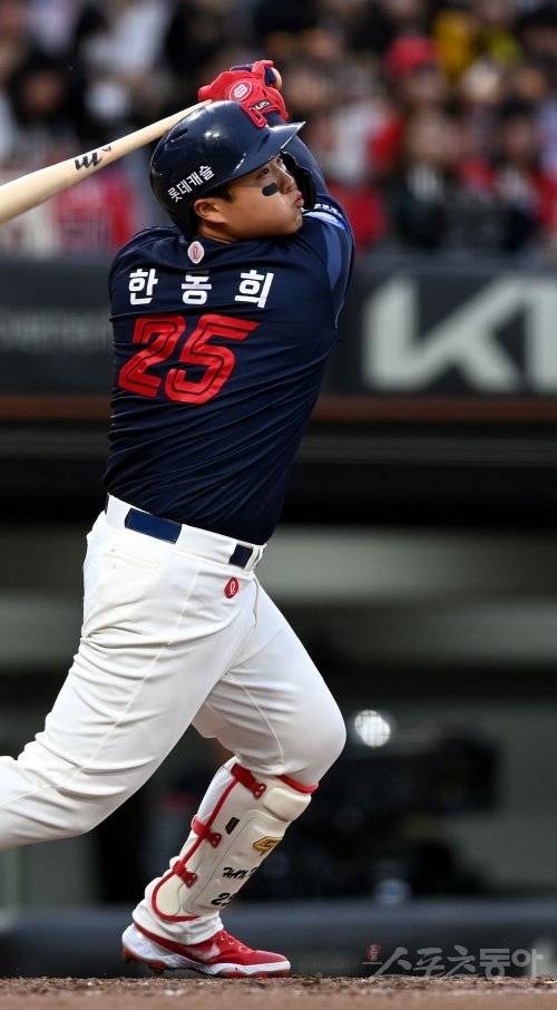 ‘200타수에 타율 0.430 미쳤다’ 타격 6개부문 1위+7년만의 20홈런 목전…선구안 살아난 상무 한동희의 퓨처스 대폭격, 롯데도 웃는다!