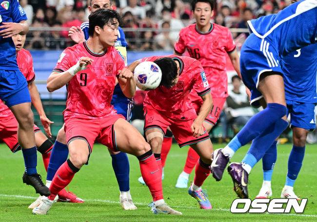 '전진우 A매치 데뷔골 인정!' 한국, WC 예선 무패 보인다...쿠웨이트에 1-0 전반 리드[오!쎈 현장]