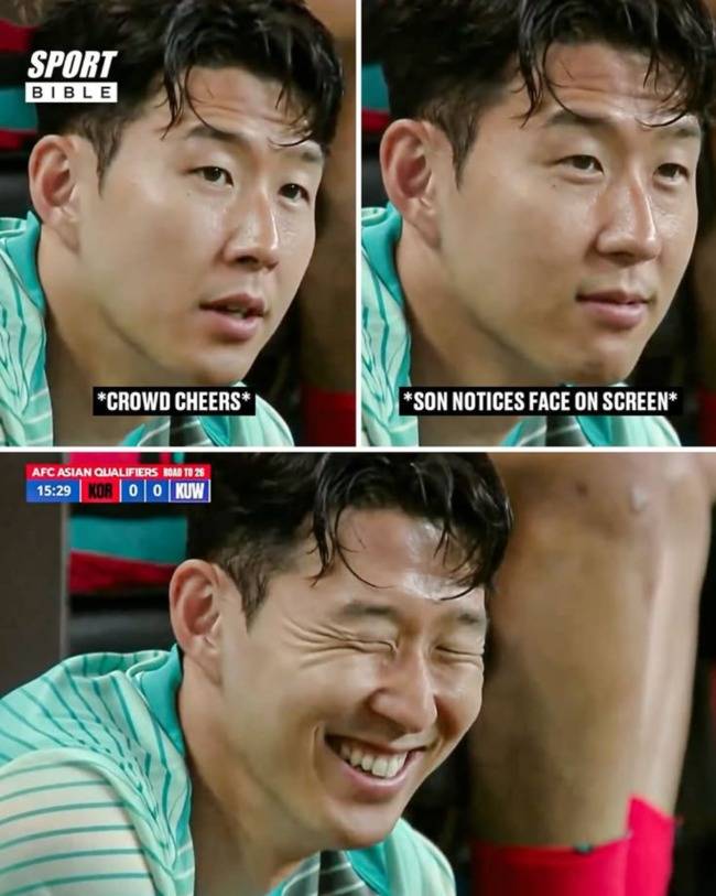 팬들 환호하자 못 참고 웃음 터진 손흥민...영국 언론도 주목
