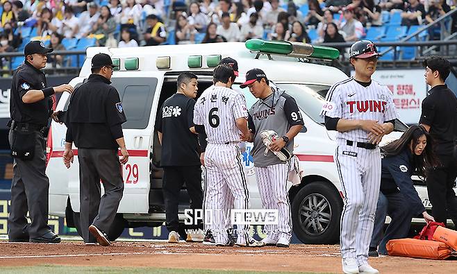 LG 비상 비상, 만능 내야수 구본혁 손등에 공 맞고 교체