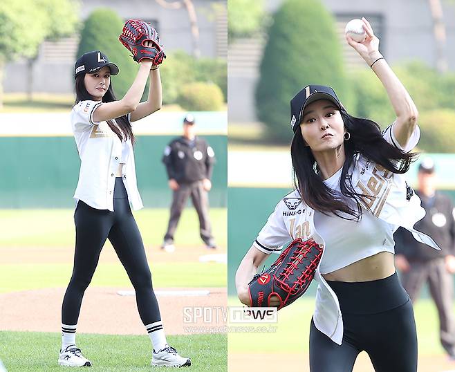'이래서 추신수가 반했나♥' 하원미…크롭티+레깅스 시구 패션 '연예인 뺨치는 비주얼'
