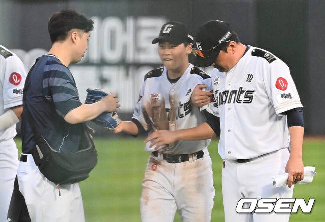 데뷔 첫 선발 출장→멀티히트...불 뿜었던 육성 신화' 박찬형, 허벅지 단순 경련으로 교체 [오!쎈 부산]