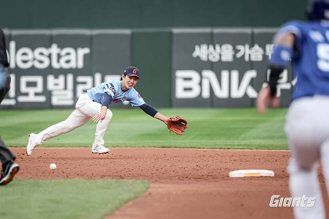 헤드샷 후유증? 실책 급증한 롯데 전민재, 주전 도약 향한 성장통 [IS 피플]