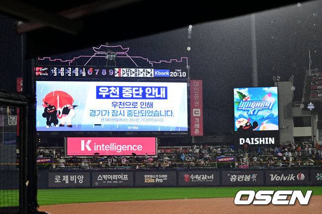 1위 한화 하늘까지 돕는다! ‘노시환 결승홈런’ 한화, KT에 6회 행운의 강우콜드 승리…8연승 선두 독주 [수원 리뷰]