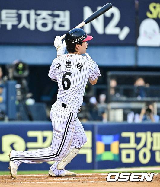 '한화 꼬리 보인다, 2G 추격' LG, 2사 후 6연속 안타→5득점 빅이닝→KT에 역전승…구본혁 데뷔 첫 4안타+치리노스 8승 [잠실 리뷰]
