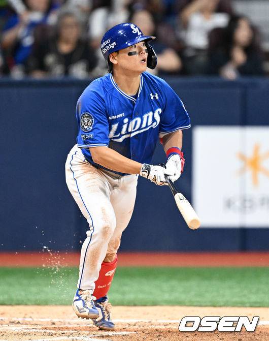 14구 볼넷→슈퍼 캐치→몬스터월 밀어서 넘긴 홈런…1위 한화 무너뜨린 박승규, 역시 '박해민 후계자'