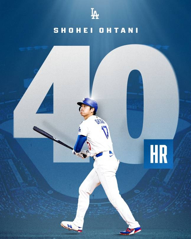 '173㎞ 쾅' 오타니 사람인가, 선발투수가 3년 연속 40홈런이라니... ML 1위와 단 2개 차