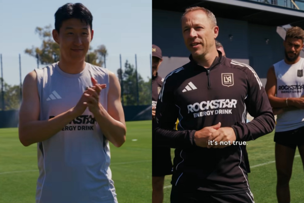 '토트넘 10년차→LAFC 신입생' 손흥민도 얄짤 없다! 첫 훈련날 포착...물 뿌리고 인디언 밥 '환영 신고식'