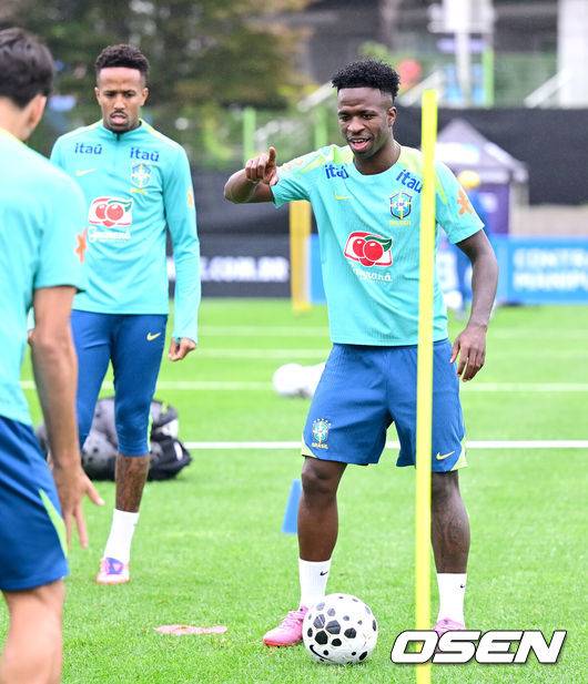 빗속에서 '한국전' 준비하는 '안첼로티호'...쿠냐 위협적인 슈팅-호드리구 크로스 '눈길' [오!쎈 고양]