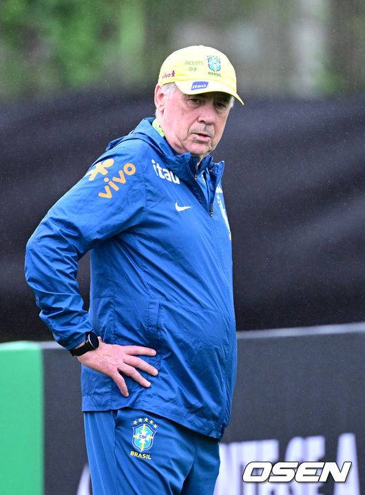 빗속에서 '한국전' 준비하는 '안첼로티호'...쿠냐 위협적인 슈팅-호드리구 크로스 '눈길' [오!쎈 고양]