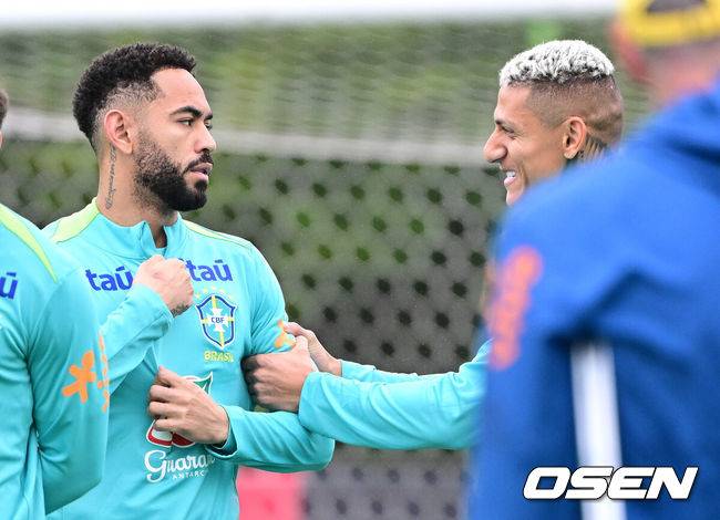 빗속에서 '한국전' 준비하는 '안첼로티호'...쿠냐 위협적인 슈팅-호드리구 크로스 '눈길' [오!쎈 고양]