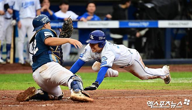 '1안타 치고 준PO행 실화?' 삼성, PS 새 역사 썼다, 1회 연속 밀어내기→원태인 QS→3-0 신승…'11연승 실패' NC 가을 기적 끝 [WC2:스코어]