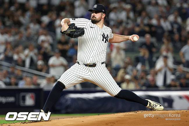 ‘이럴 수가’ 양키스 2298억 좌완도 무너졌다…2⅓이닝 6실점 충격 강판, 가을야구 패패패 탈락 위기 [1보]