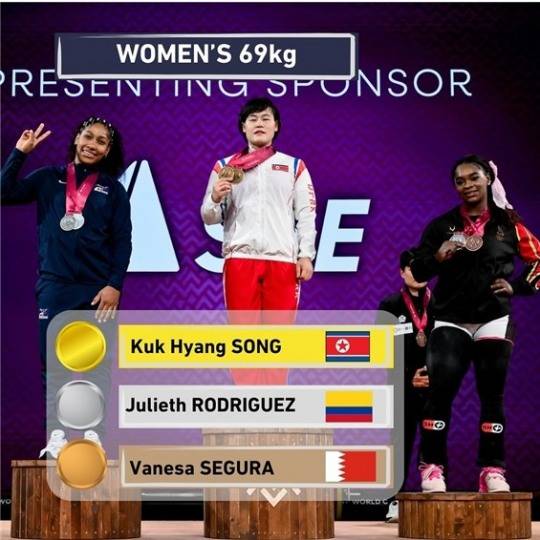 '270kg 세계신기록' 북한 송국향, 2위보다 29kg 앞서...압도적 우승