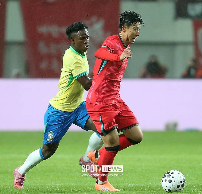 [SPO 현장] ‘손흥민이 사라졌다’ 홍명보호, FIFA랭킹 6위 클래스에 ‘탈탈’…브라질 스루패스+개인기에 스리백 무용지물 ‘고전’