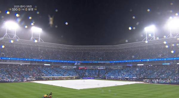 대형 변수, 원태인-앤더슨 강판될수도… 준PO3 1회말 우천 중단