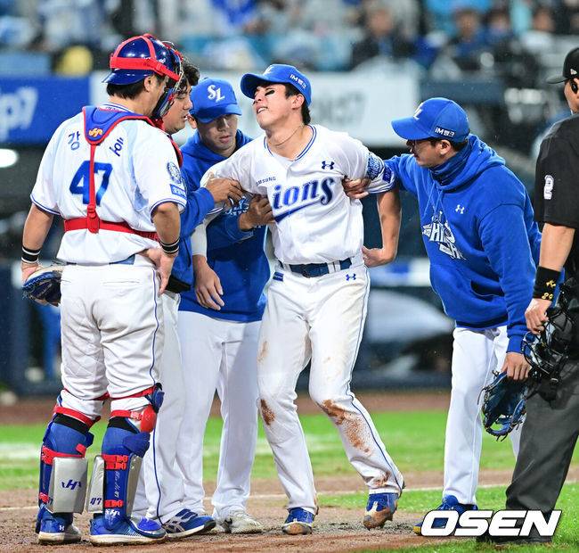 ‘초대형 악재 터졌다’ 삼성, ‘허리 부상’ 김영웅 선발 제외…전병우, 9번 3루수 선발 출장 [준PO4]