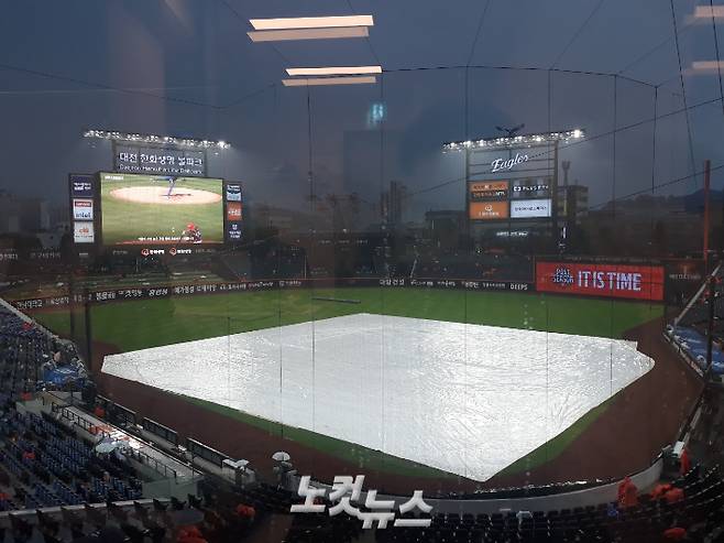 '대전에 쏟아지는 비' 한화-삼성, PO 1차전 우천 취소 가능성