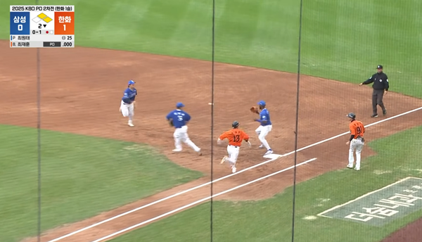 베이스 맞고 튀었는데... 최재훈의 산책주루, 한화에 치명적이었다[PO2]