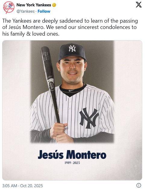 양키스 최고 유망주 출신의 충격 사망 사고, 오토바이 사고 이후 '비극'