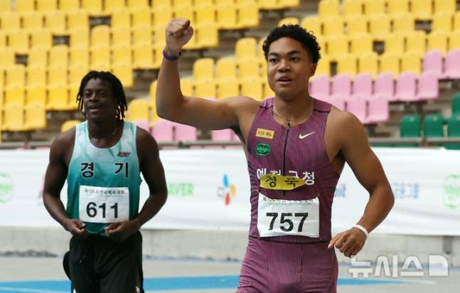 '韓 육상 19살 괴물 등장' 나마디 조엘진, 성인 무대 첫해 '전국체전 3관왕' 등극