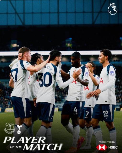 'SON 없는 공격진 폭망이지만' 토트넘, 수비수 반더벤 멀티골로 이겼다... 에버튼에 3-0 완승 '3위 재등극'