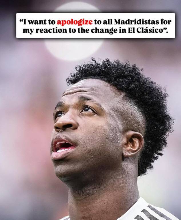 '감독님 죄송합니다' 막가파식 항명파동 일으켰던 레알 마드리드 비니시우스, 결국 공개사과문 발표