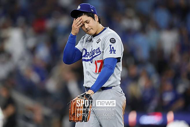 '다저스 초비상' 오타니 162km 역투했지만…토론토 안타왕에 통한의 3점포 허용, 결국 2⅓이닝 만에 충격 강판