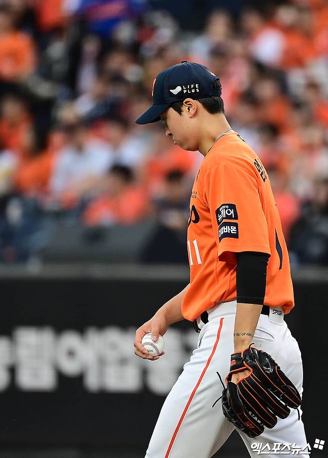 '78억 FA→KS 엔트리 탈락' 엄상백, 끝까지 안 풀리네…발목 인대 부상으로 재활조 합류