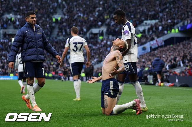 '훌렁 훌렁 벗지 좀 마라' 히샬리송, 벗었다 하면 '극장골' 먹히는 토트넘