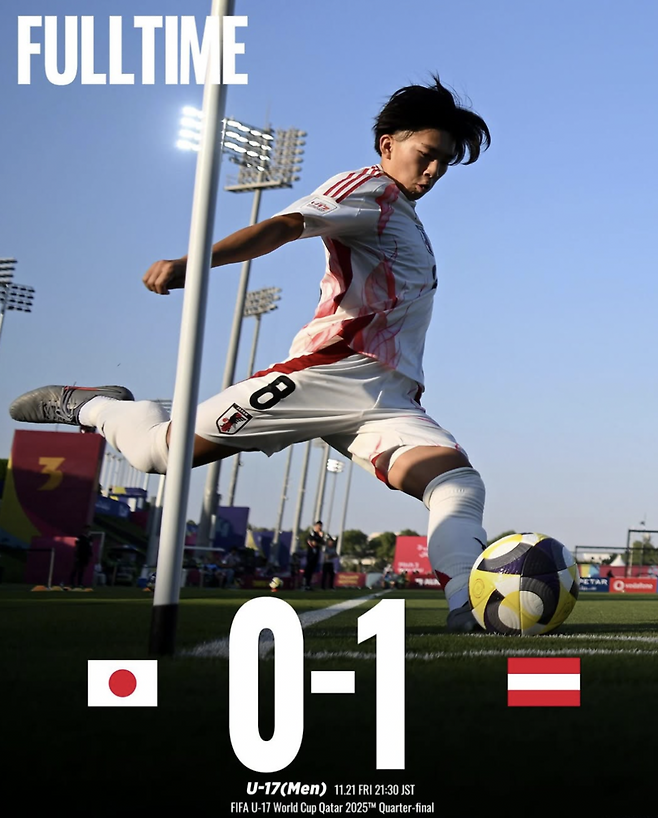 '월드컵 무대 아시아 전원 탈락' 북한 꺾었던 일본, 8강에서 오스트리아에 덜미...4강 진출 실패