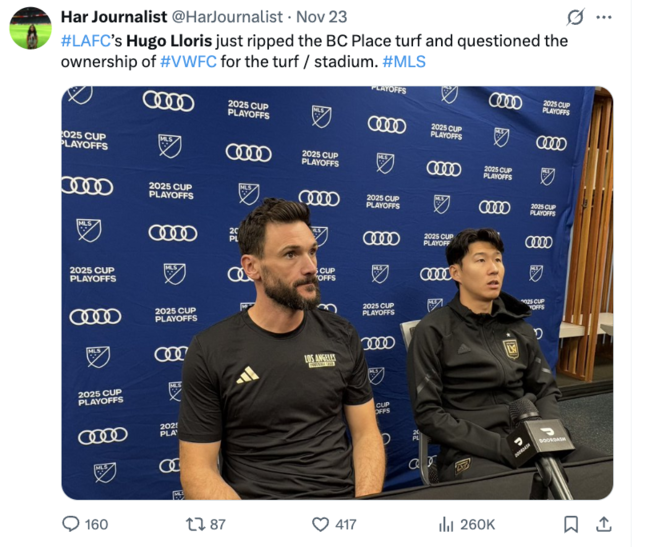 'SON 옆에서 인터뷰' GK 요리스의 불만 폭주