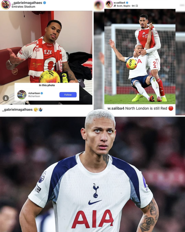 ‘손흥민 떠나고 동네북 신세’...히샬리송, 1-4 대패 후 아스널 선수들에게 ‘조롱’ 당했다