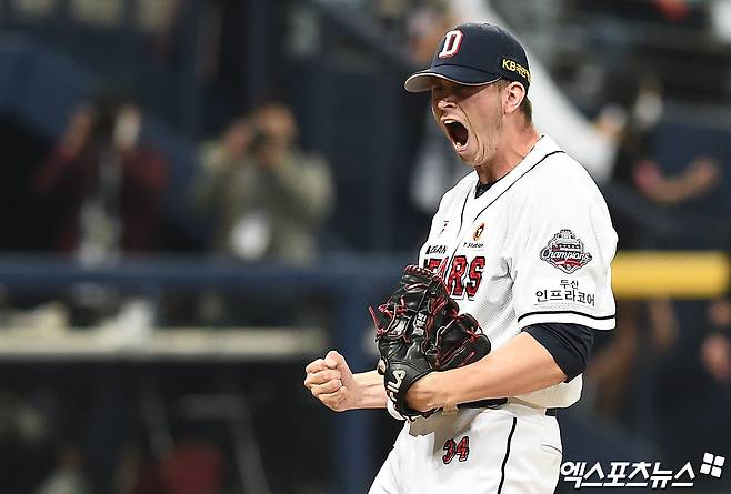 두산 또 낭만야구! 5년 전 PS 영웅 돌아온다…'폭포수 커브' 플렉센 복귀 임박→로그·카메론 조합 곧 완성